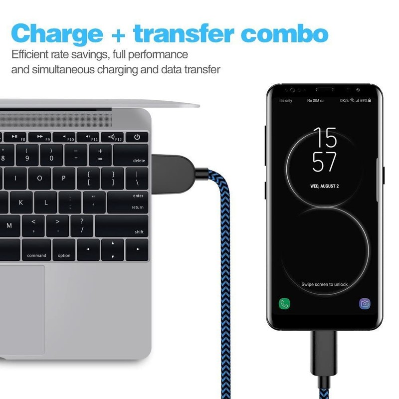 5Pack USB-A to USB-C Fast Charging 3A Cable 3/3/6/6/10FT for Samsung LG Pixel gallery