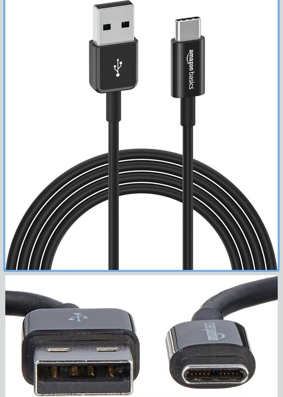 Amazon Basics USB-C to USB-A 2.0 Fast Charger Cable, 6ft Black