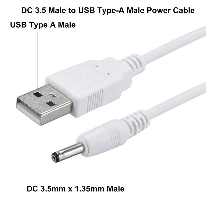 USB to DC 3.5mm Cable, 1m/3.3ft USB Type-A Male to DC 3.5mm x 1.35mm 5V 1A Plug gallery