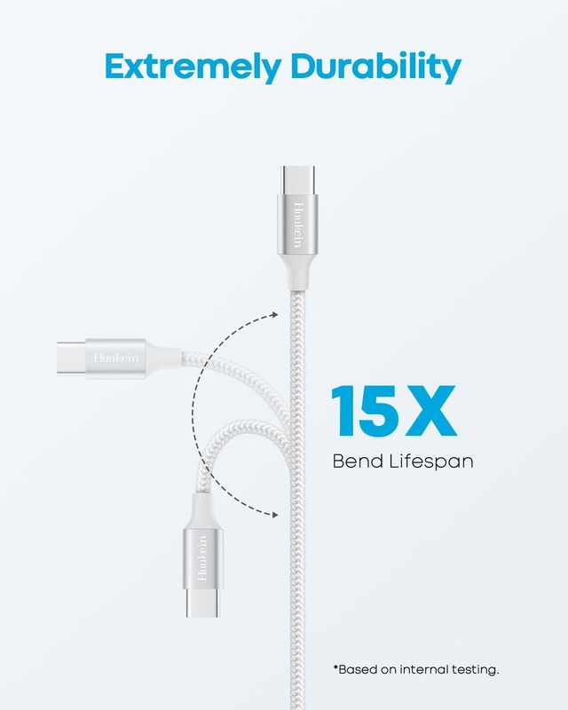 Huukein White USB A to C Cable 15ft, Extra Long C gallery
