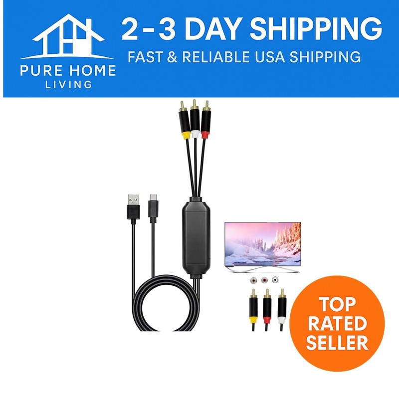 USB C Male To 3 RCA Male Adapter Seamless AV Connection For TV & Speakers