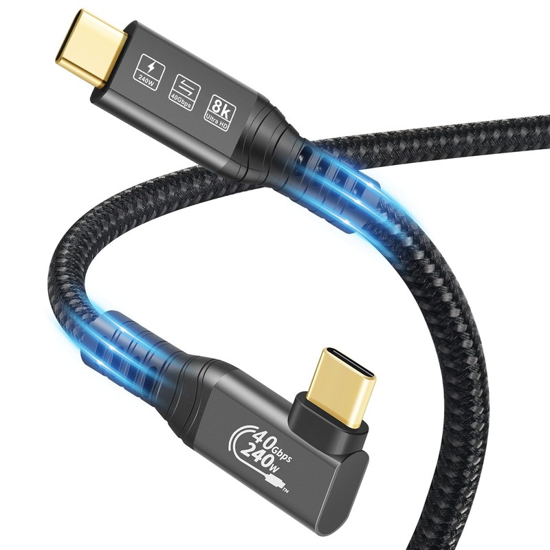 90 Degree USB4 Cable Thunderbolt 4 Compatible 240W 40Gbps 8K 60Hz 0.5M gallery