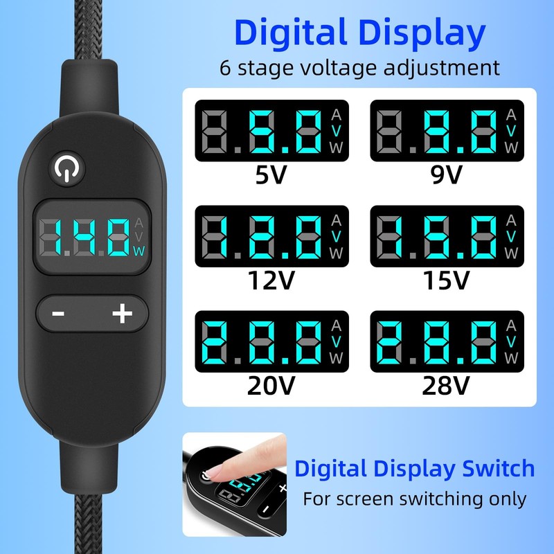 140W USBC To DC PD Trigger Power Cable 5.5x2.5mm 10 Connector Tips Fast Cord gallery