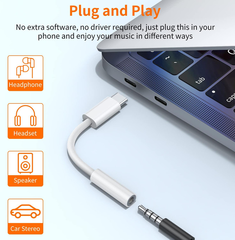 USB Type C to 3.5Mm Female Headphone Jack Adapter (2-Pack), USB C to Aux Audio D gallery
