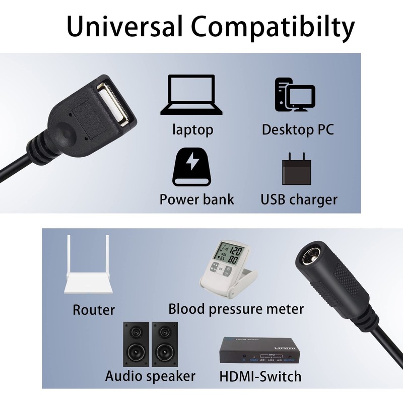 2 PCS 5V USB To DC Power Cable 5.5x2.1mm Female To USB Female Converter gallery