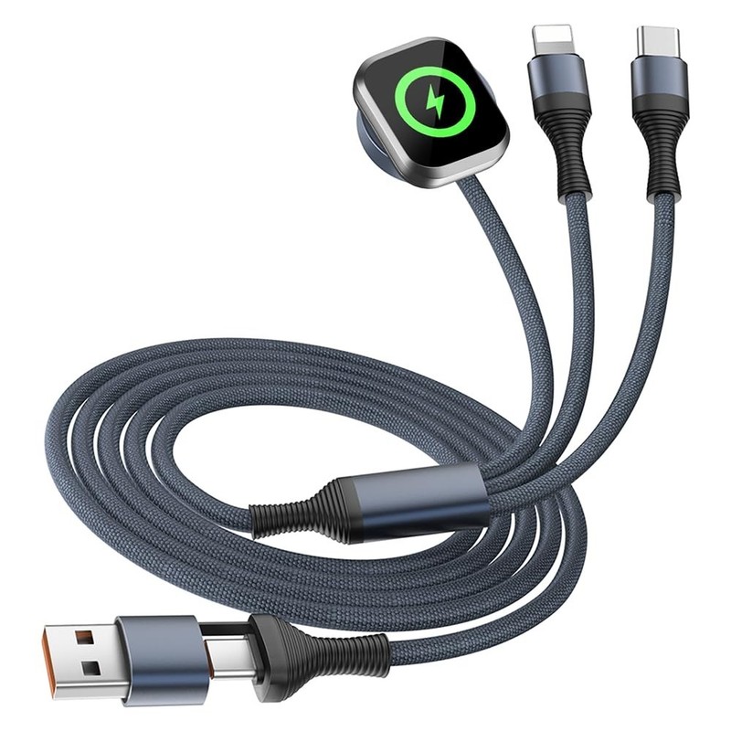 Tangle-Free 4FT Multi Charging Cable for iWatch & iPhone - Travel Essential gallery