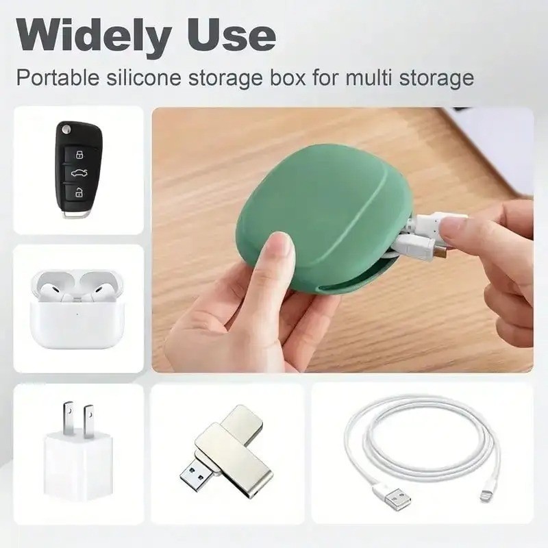 Silicone Cell Phone Data Cable Storage Box Travel Earphone Wire Key USB Bag gallery