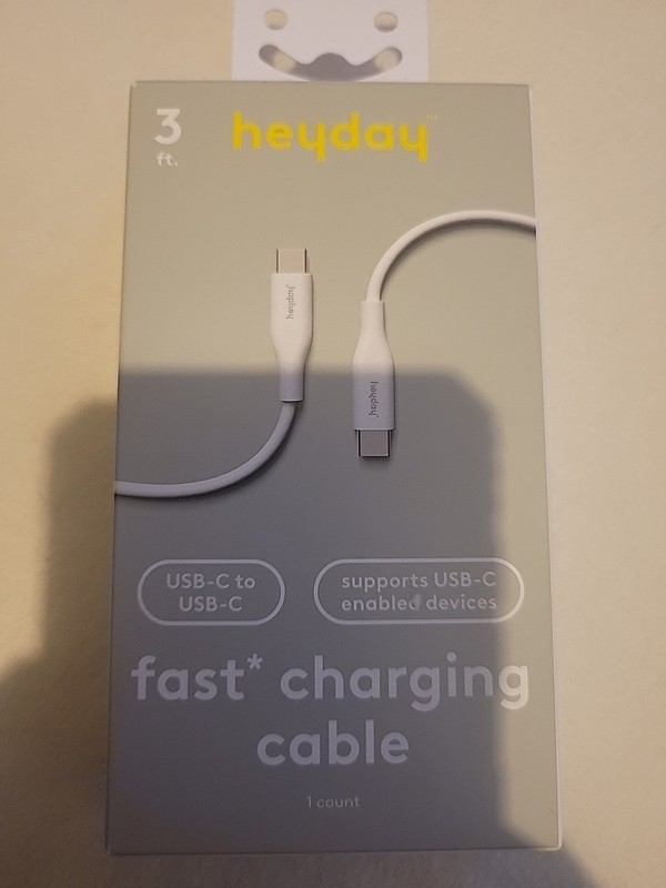 Heyday 3 FT Fast Charging Cable USB-C To USB-C, White