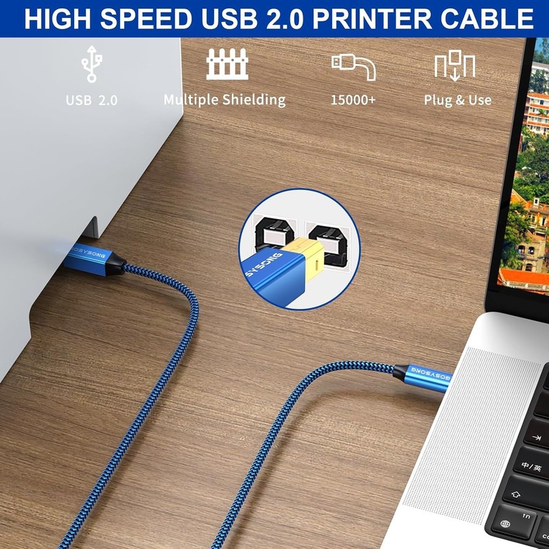 High-Speed USB C to B Printer Cable 15ft for Fast Data Transfer gallery