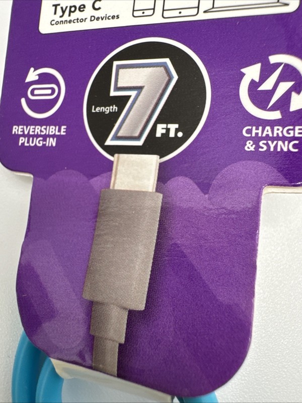 Set of 4-1-Orange, Yellow, Green, Blue USB Type C Charge and Sync Cords NWT New gallery