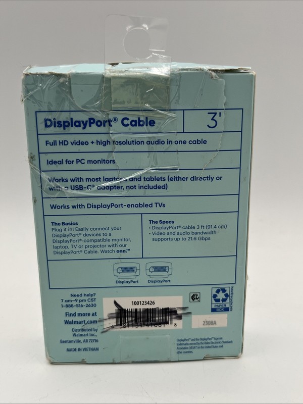 watch onn. 3' (91.4cm) DisplayPort Cable. gallery