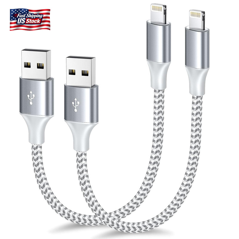 [Apple Mfi Certified] Short Iphone Charger 1Ft 2Pack,Usb a to Lightning Cord Nyl