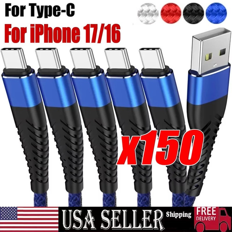 Braided USB C Type C Fast Charging Data Cable Cord for iPhone 17 Pro Max 15 lot