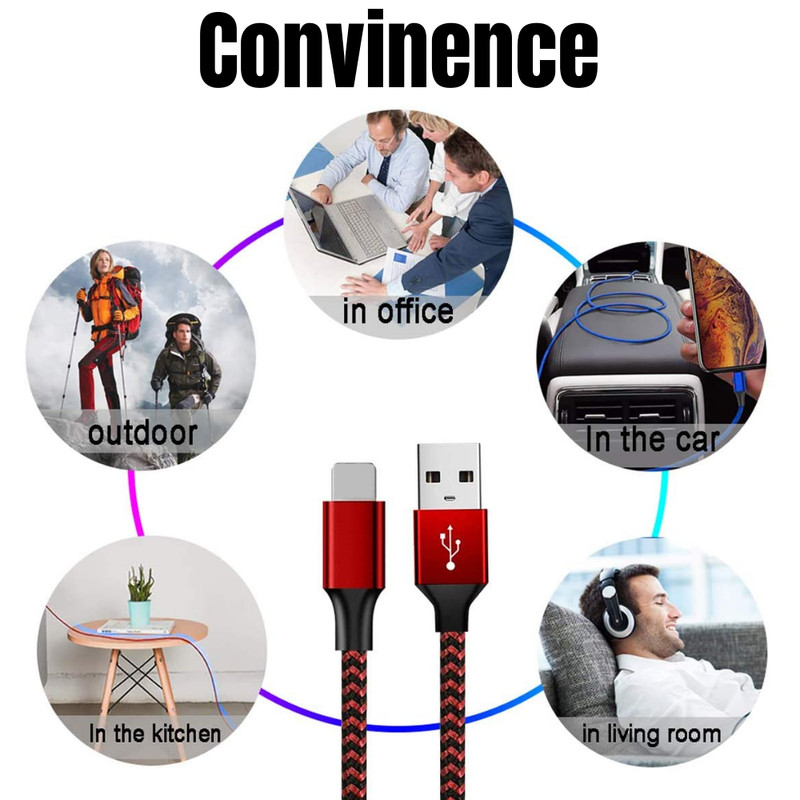 3/5/6Pack 6/10Ft USB Fast Charger Cable For iPhone 14 13 12 11 8 6 Charging Cord gallery