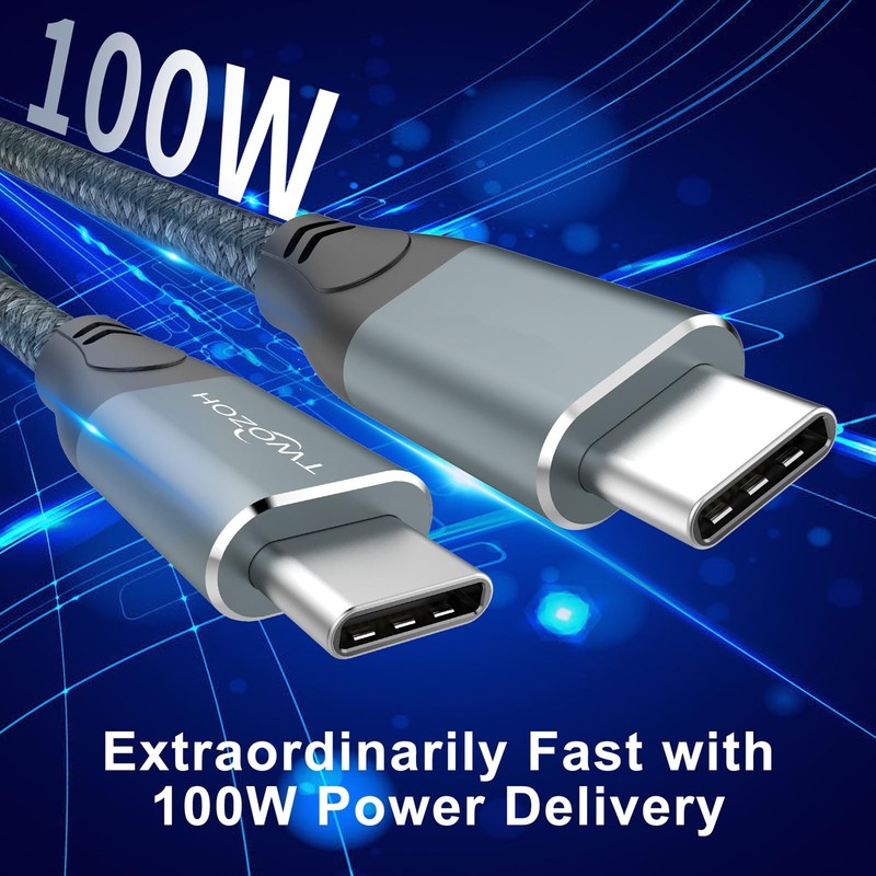 USB C To USB C 3.2 Gen 2 Cable 20Gbps 100W PD 4K Video Monitor 1.6 Foot gallery