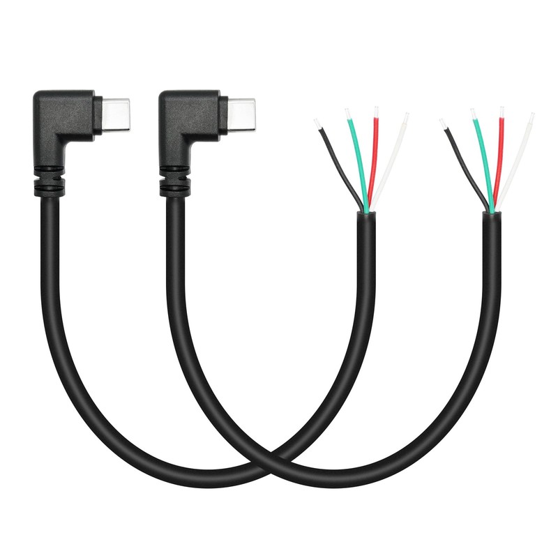 Short Right Angle USB to 4 Pin Bare Wire Open End Wire 11inch, 90 Degree USB ...