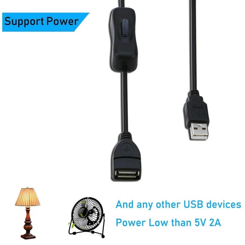 2 Pack 3Ft USB Power Switch Cable USB Male-Female Adapter with On/Off Switch gallery