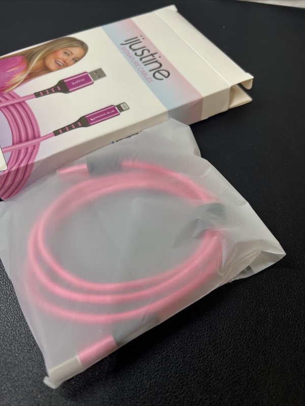 ijustine X Kondor Blue 3.3’ USB-A To Apple Phone Cable (Pink) NIB gallery