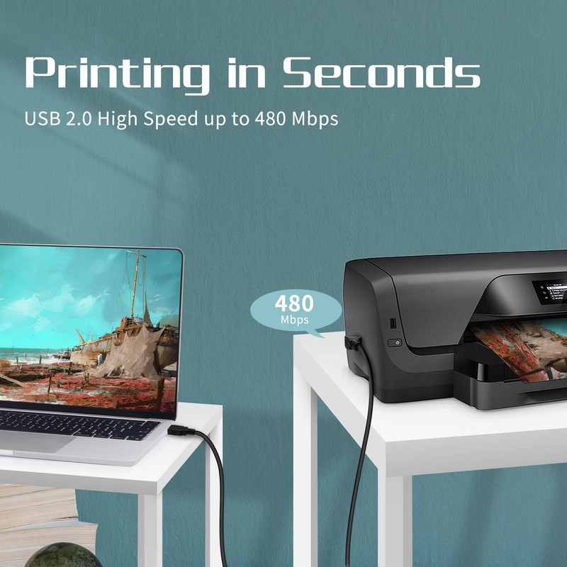 1.5M 90 Degree USB 2.0 A to B Male Right Angle Printer Scanner Data Cable gallery