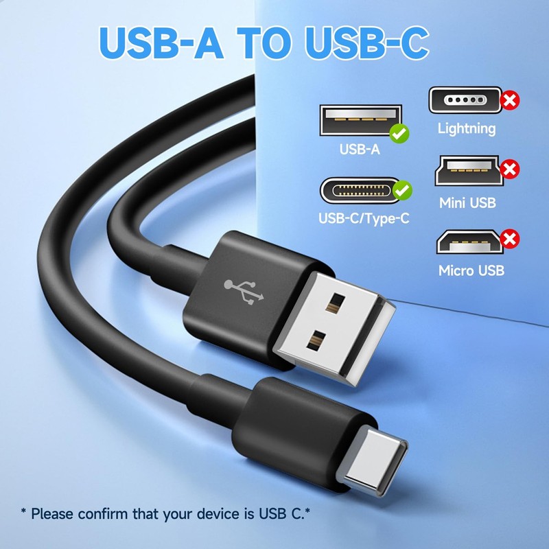 1 PCS 10ft/3M USB C Cable Charging Data Cord A To C Power Home Cam Black gallery