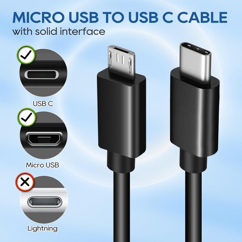 3-Pack Short USB C to Micro USB Cable - Type C to Micro USB Charging Cord (0.88f gallery