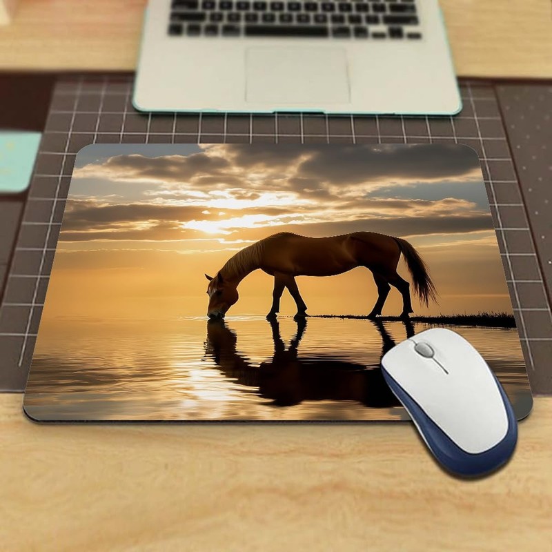Gaming Mouse Pad Horse Nature Scenic Photo Non-Slip Rubber Mouse Pad for Comp... gallery