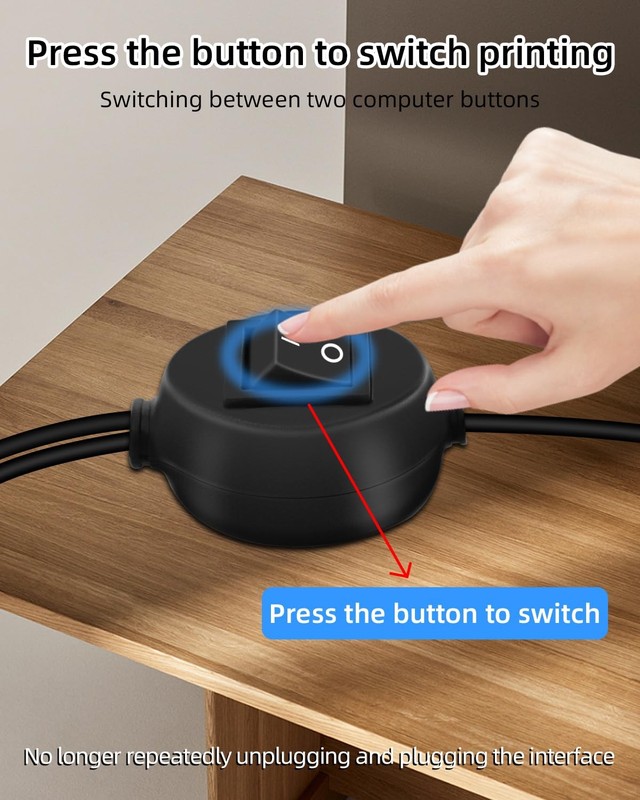 2 In 1 USB Printer Cable Splitter Toggle Switch 2 Computers Share 14.7FT gallery