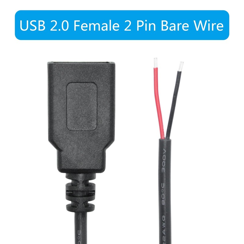 Maixbomr 6FT USB A Female Plug 2 Pin Bare Wire, USB 2.0 A Female Pigtail Open... gallery