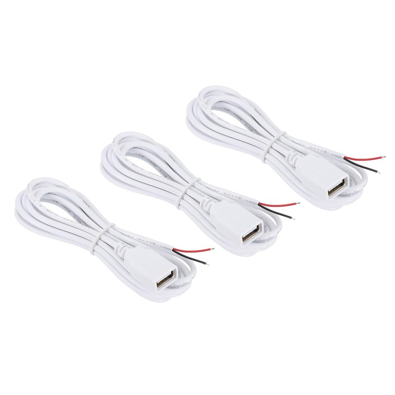 6.56Ft USB 2.0 Female to 2 Pin Bare Wire Pigtail Cable, 3pcs 22AWG Power Cord…