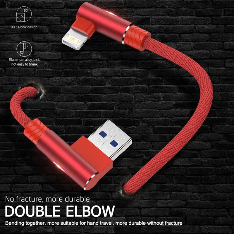 3X 90 Degree Right Angle Fast Charger Cable For iPhone 14 13 12 11 Charging Cord gallery