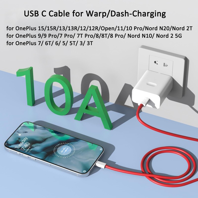 USB C Cable 80W for Super-vooc Charging for OnePlus 15 13 13R 12 Open 11 10 P... gallery