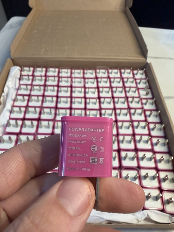 STANDARD USB TYPE A WALL PLUG ADAPTER 100 Pcs Bulk Rose Pink