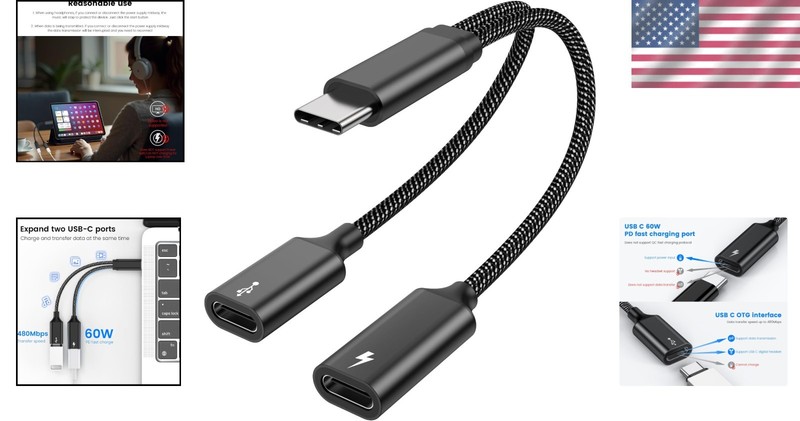 2-in-1 USB-C Splitter: Charge While Using Headphones gallery