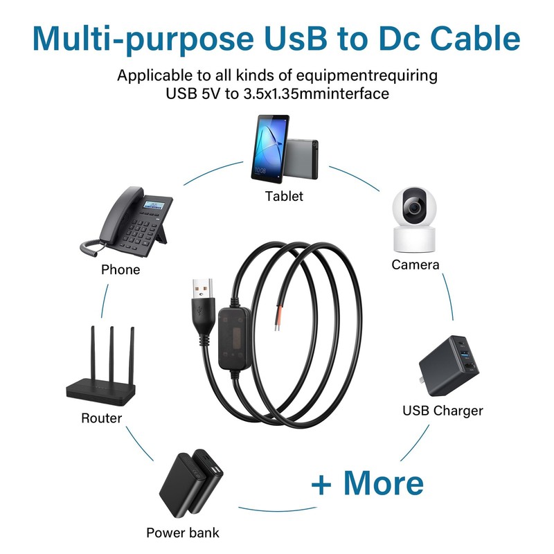 SinLoon DC boost cable 20AWG USB 5V to 12V boost converter, USB2.0 male to ba... gallery