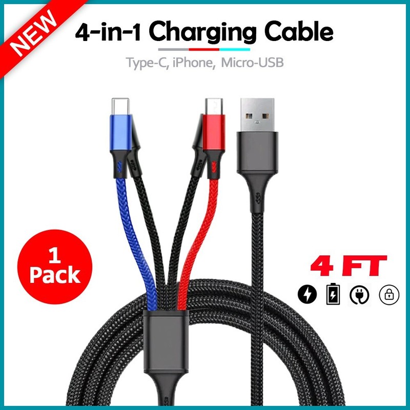 B2G1 FREE 4-in-1 Nylon Braided Charging Cable for Xiaomi Poco M6 4G / Redmi 13