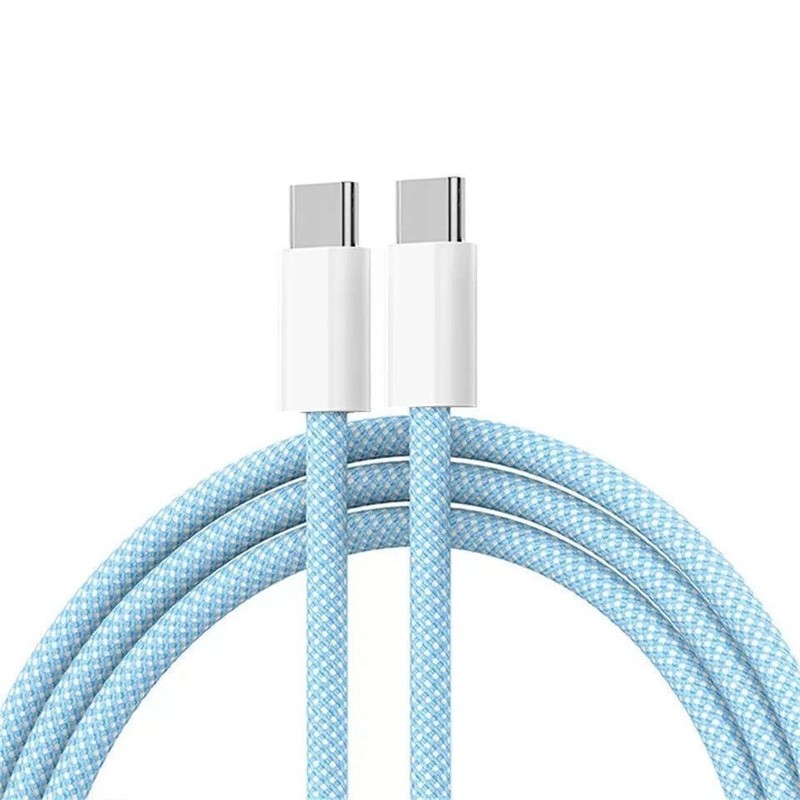 NEW 1 PCS (BLUE )Braided C Type-C Fast Charging Data SYNC Charger Cable Cord