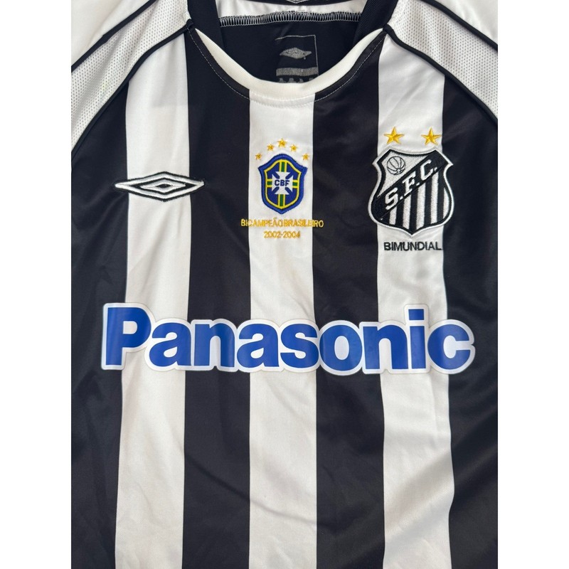 Santos FC Soccer Jersey Umbro Panasonic No Name Mens Size XL Black White gallery