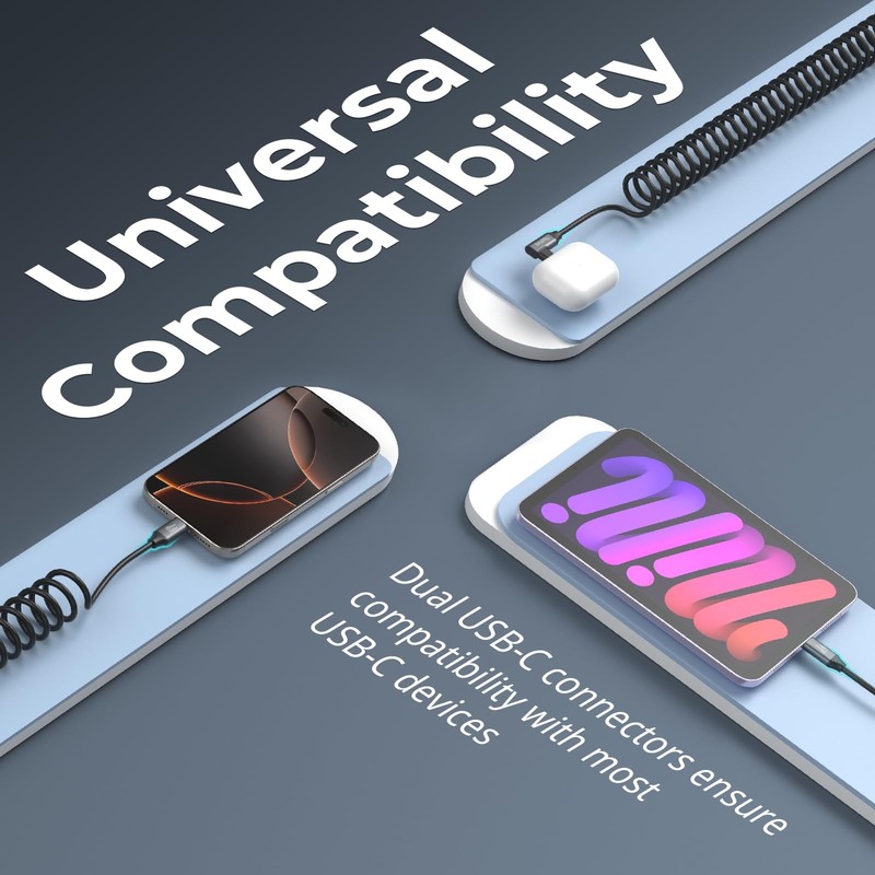 USB to USB Coiled Data Cable (Straight to Angled), 90 Degree USB Cable 20Gbps... gallery