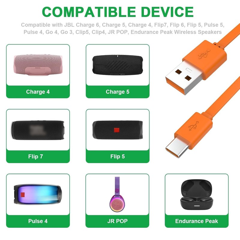 USB C Charger Charging Cable for JBL Charge 4 Charge 5 Charge 6 Flip 7 Flip 6... gallery