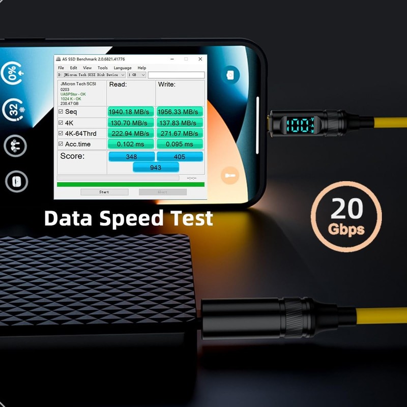 Smart LED Display USB-C USB4 Cable 20Gbps Data 100W Power 8K Video Compatible... gallery