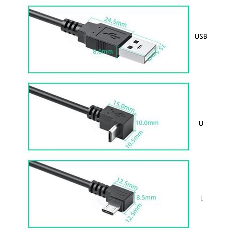 Micro USB Charging Cord USB2.0 Male to Android Up Down Left Right Data Wire Line gallery