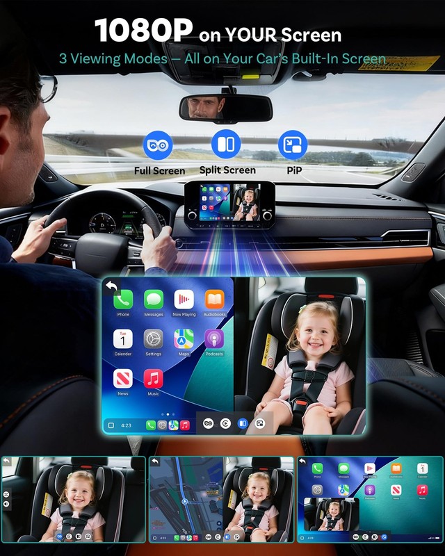 Cabin Care Car Adapter with Baby Car Camera, Wireless CarPlay Display on CarS... gallery