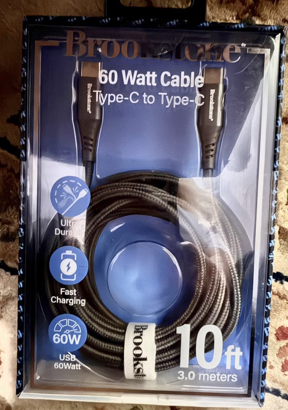 Brookstone USB-C Cable Bundle 6ft +10ft Fast Charging 60W Type-C NEW 2 pk bundle
