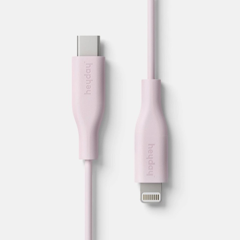 3′ MFI CERTIFIED Lightning to USB-C Round Cable- heyday Light Pink
