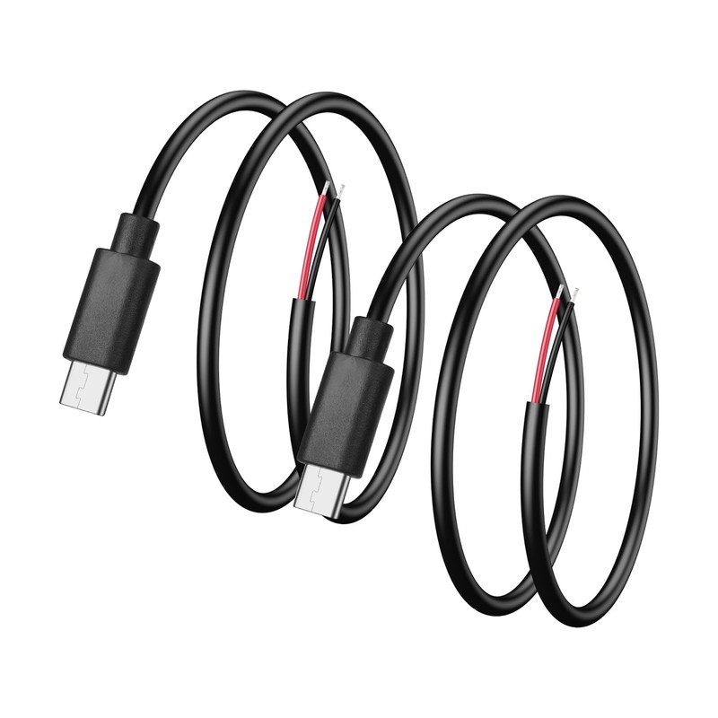 USB Pigtail Cable，0.5M 5V USB Plug to 2 Pin Bare Wire Extension Power Cable f…