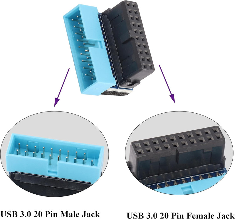 2 Pack down Right Angle USB 3.0 19-Pin Connector 90 Degree 19Pin/20Pin 3.0 USB gallery