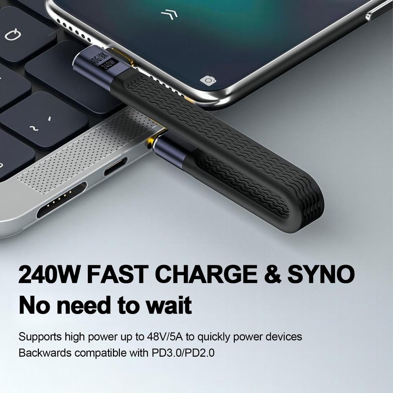 Short USB C Cable 90 Degree (5 inch), 240W Short USB to USB C Cable Right Ang... gallery