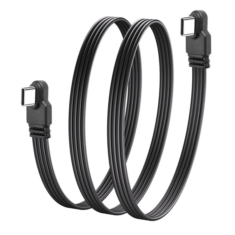 90 Degree Right Angle USB C Male To Male Fast Charging Flat Cable 50cm/1.6ft