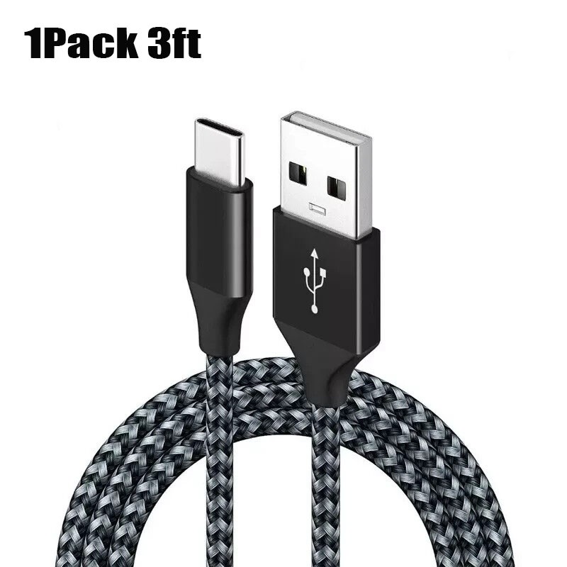 1-Pack Braided USB-A To Type-C Fast Charging Data SYNC Charger Cable Cord 3/6/FT