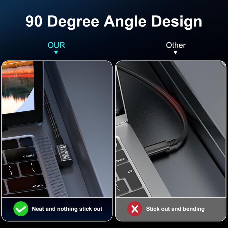 Thunderbolt 4 Cable 90 Degree Right Angle 240W 40Gbps 8K Video Cord 6.6FT gallery